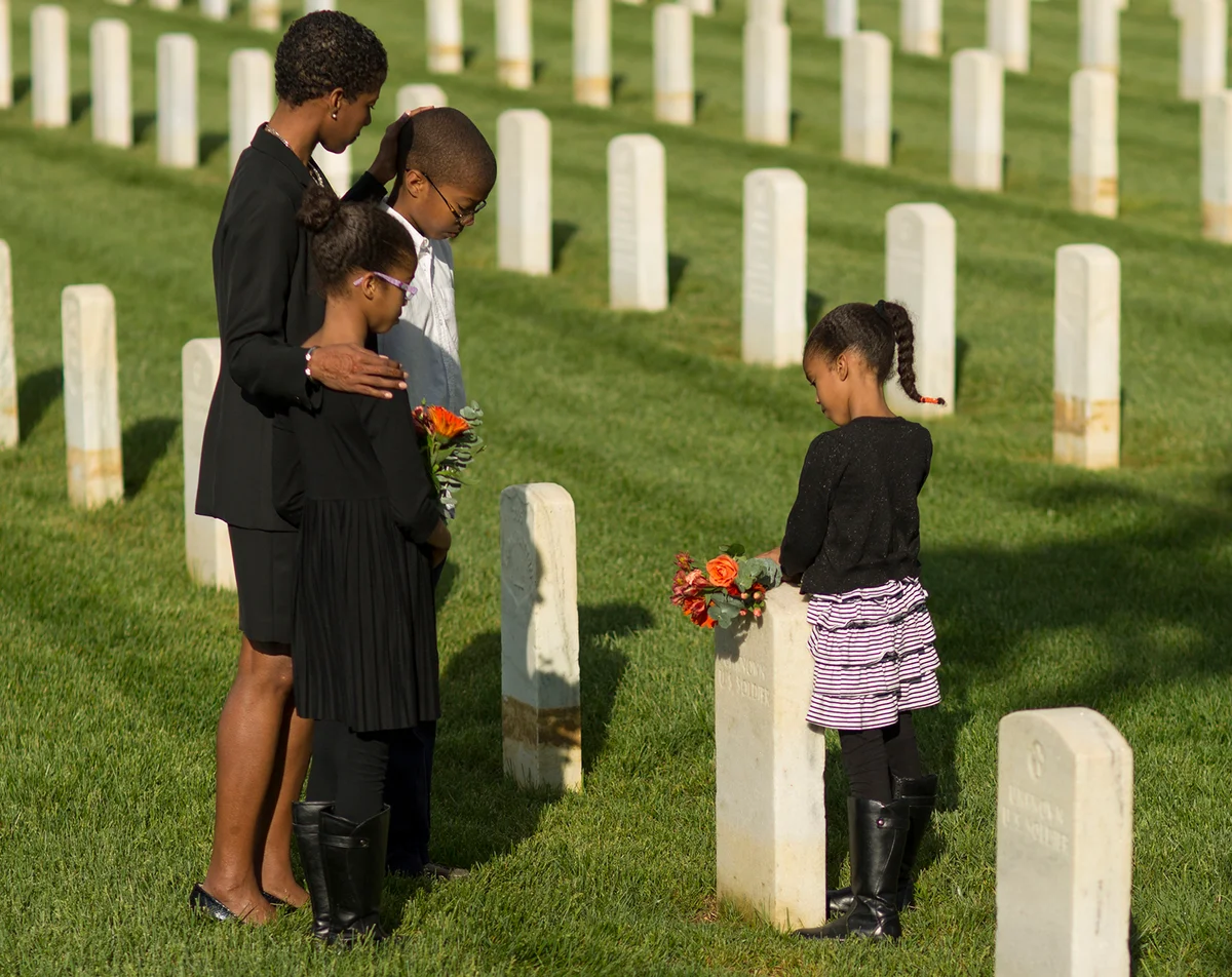 family at cemetary