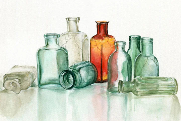 Cracked glass bottles