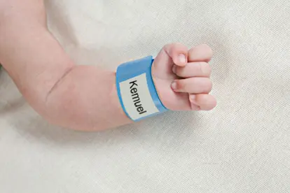 hospital ID bracelet on baby