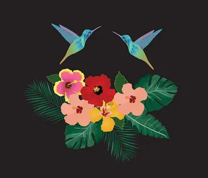hummingbird and flowers