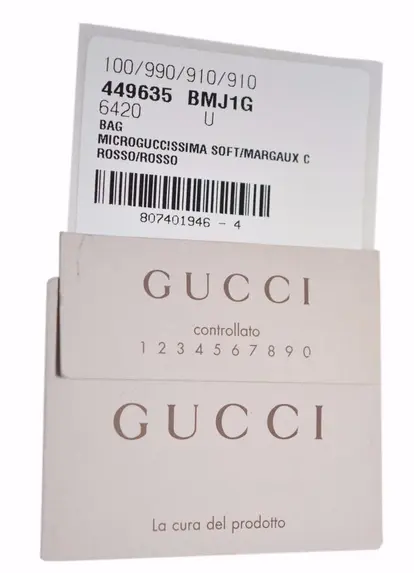 Gucci controllato and information cards