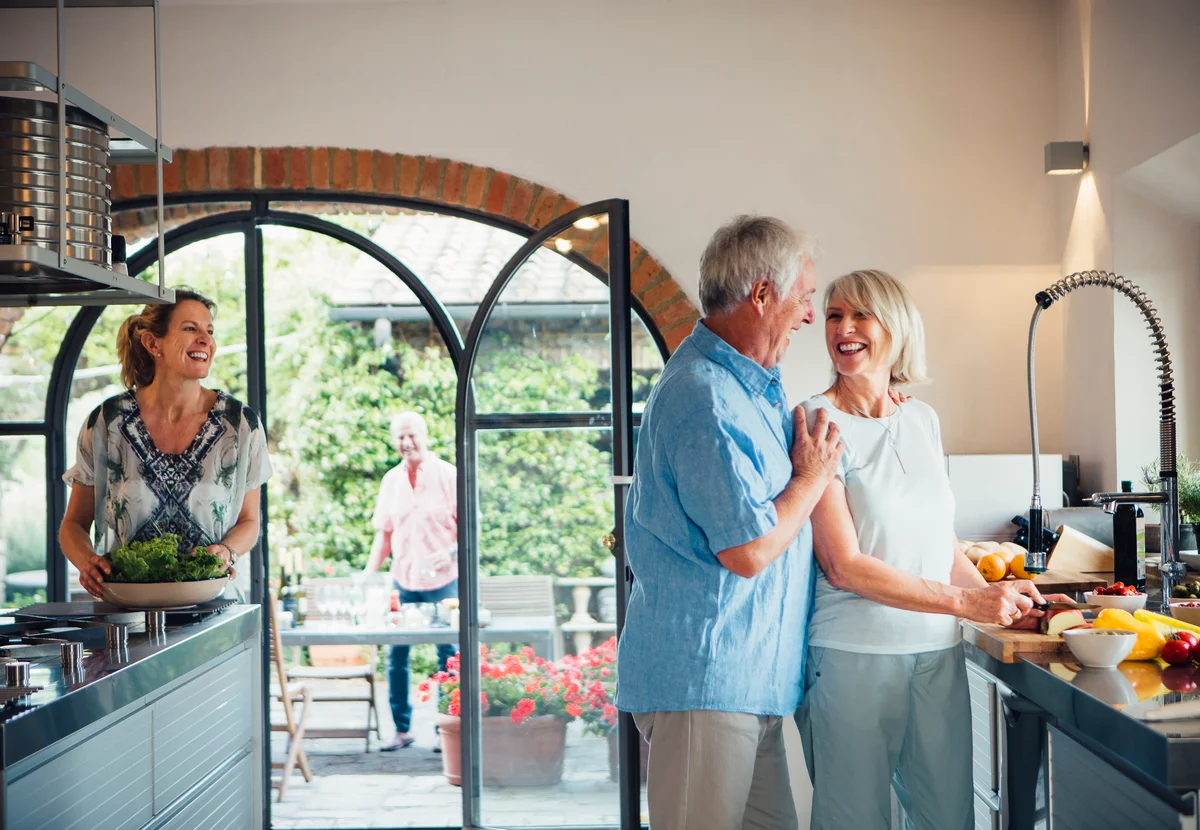 seniors in large kitchen
