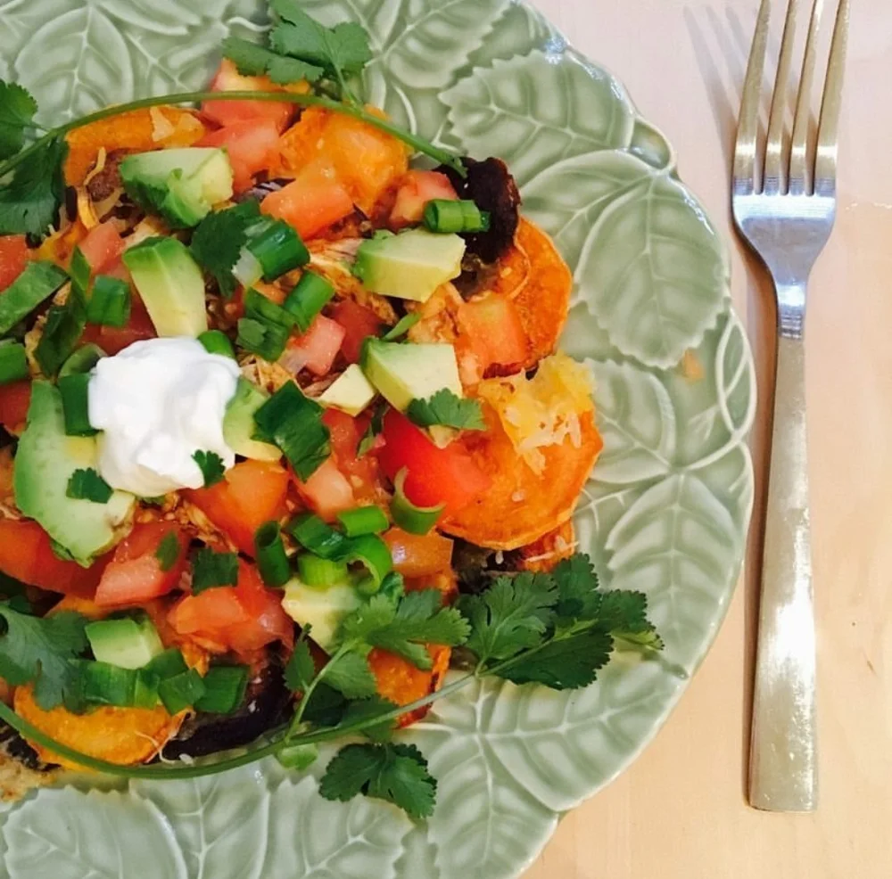 Image of vegan sweet potato nachos for lunch