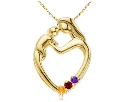 Customizable Mother & Child Heart Pendant