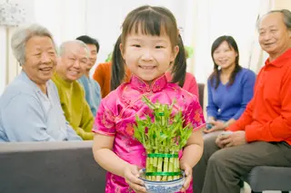 girl holding lucky bamboo