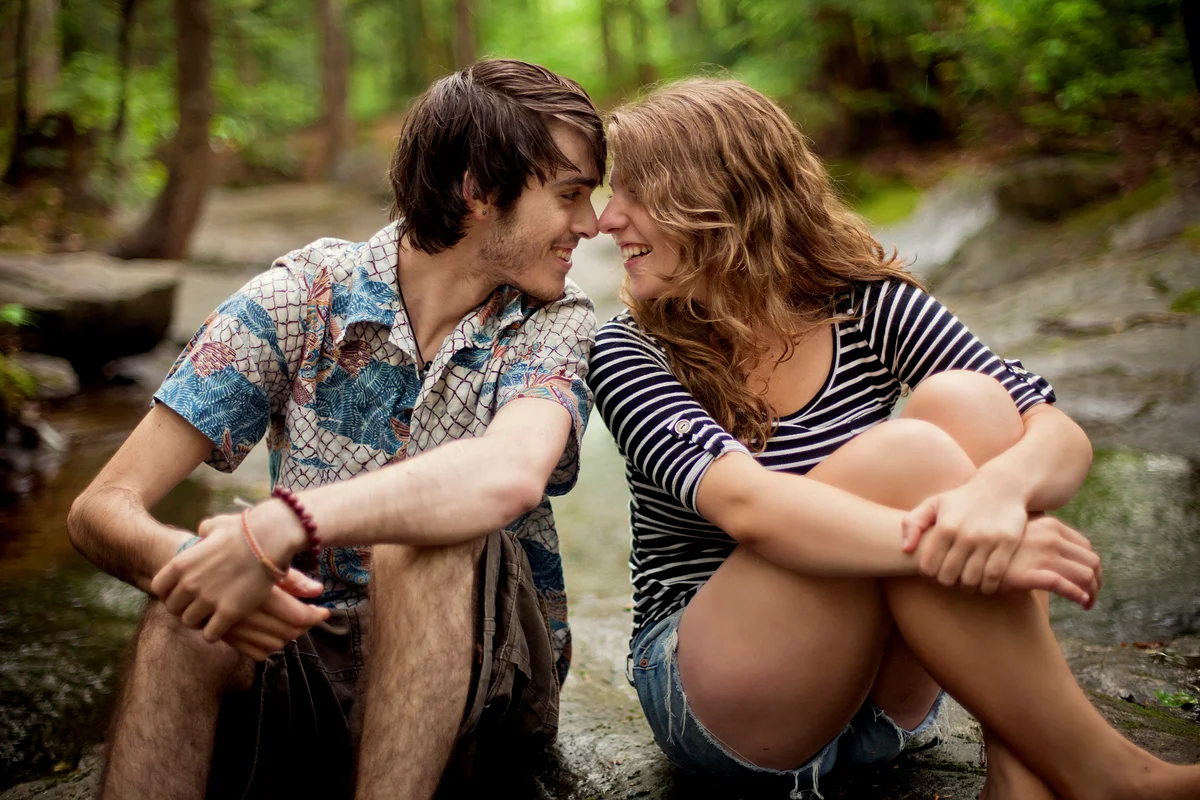 Loving couple in forest