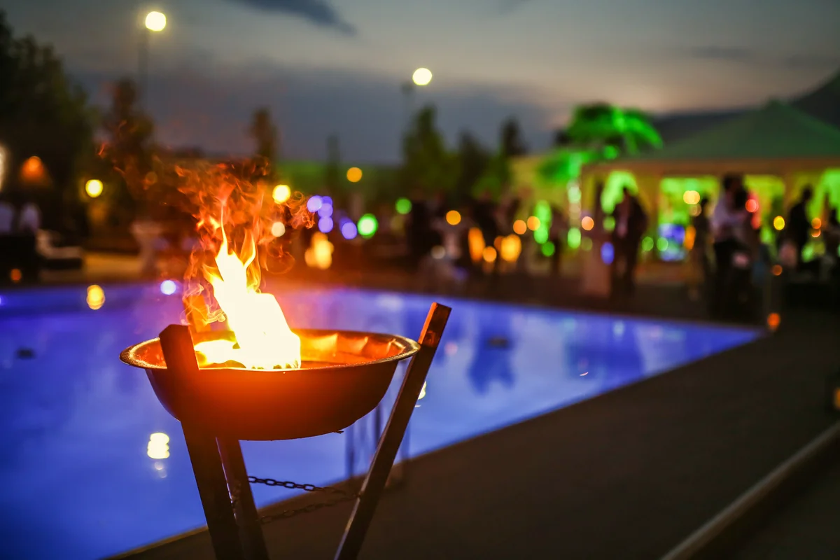nighttime luau by pool