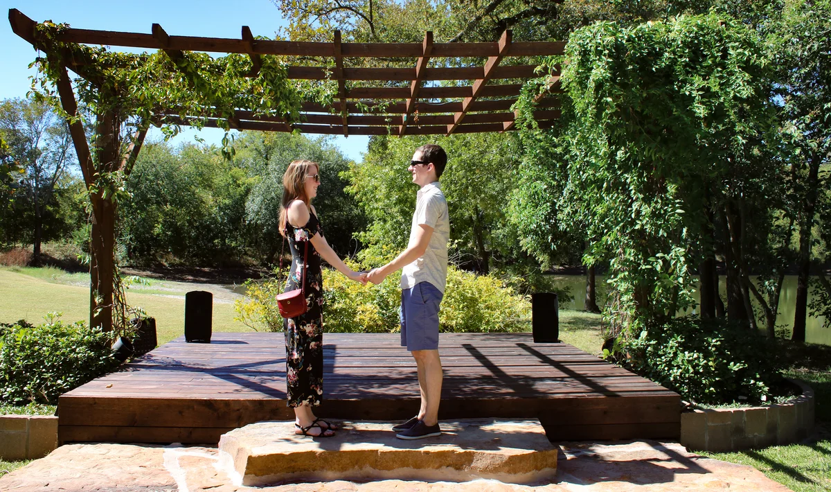 couple practicing wedding program