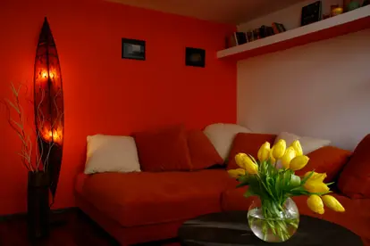 orange and white style room