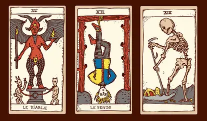 Three tarot cards