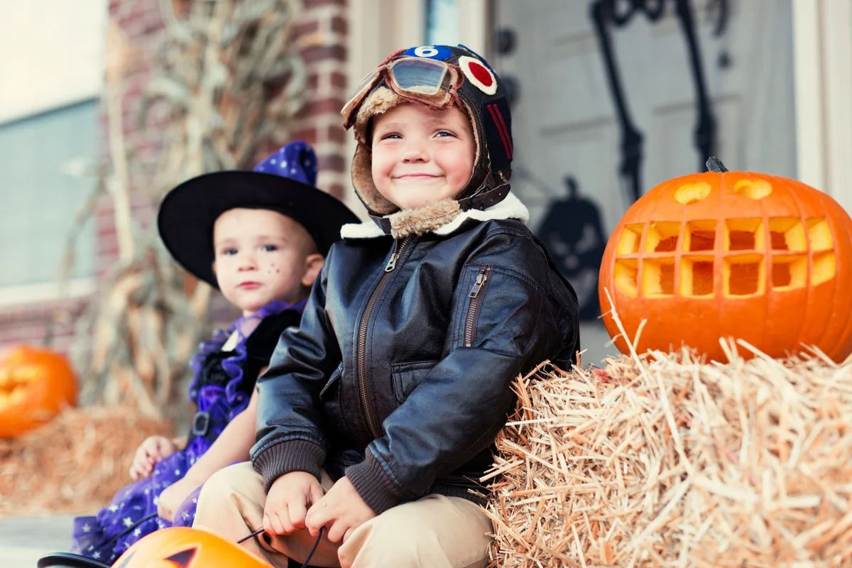 Little boy in pilot costume