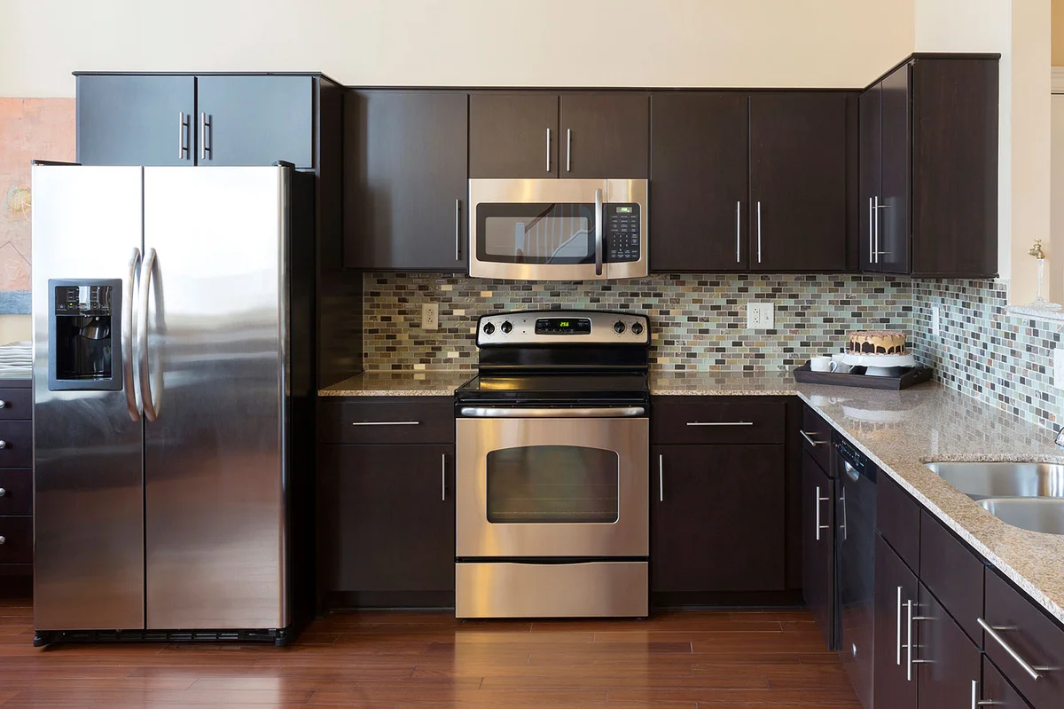 Modern kitchen with silver appliances