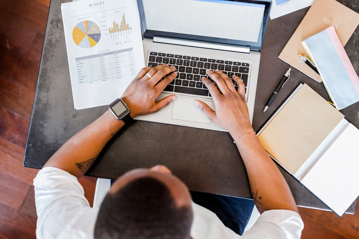 Man working on budget