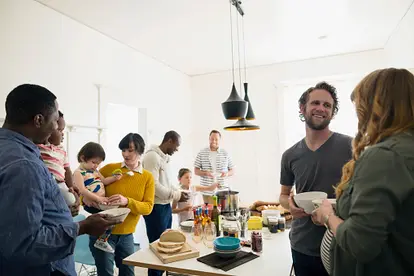 Family and friends enjoying lunch