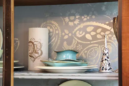 stenciled china cabinet https://unskinnyboppy.com/2011/07/dont-it-make-my-brown-cabinet-blue/