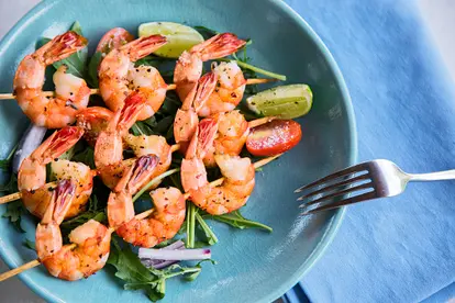 Grilled shrimps on skews