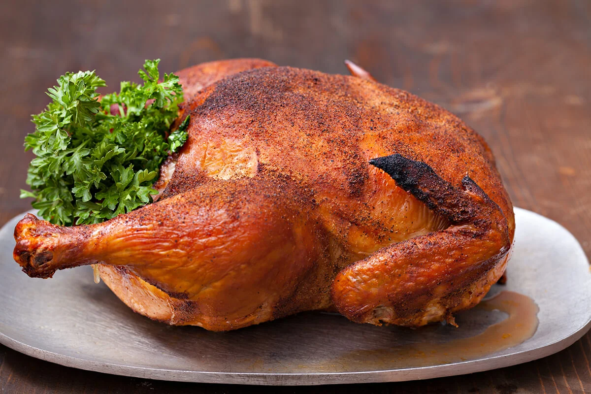 A dry brined home smoked chicken