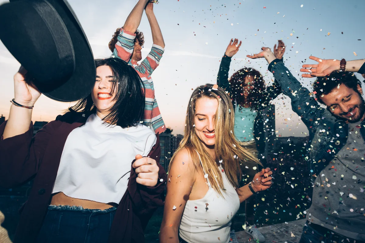 Group of friends dancing