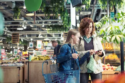 using calculator while grocery shopping