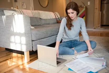 checking finances on computer