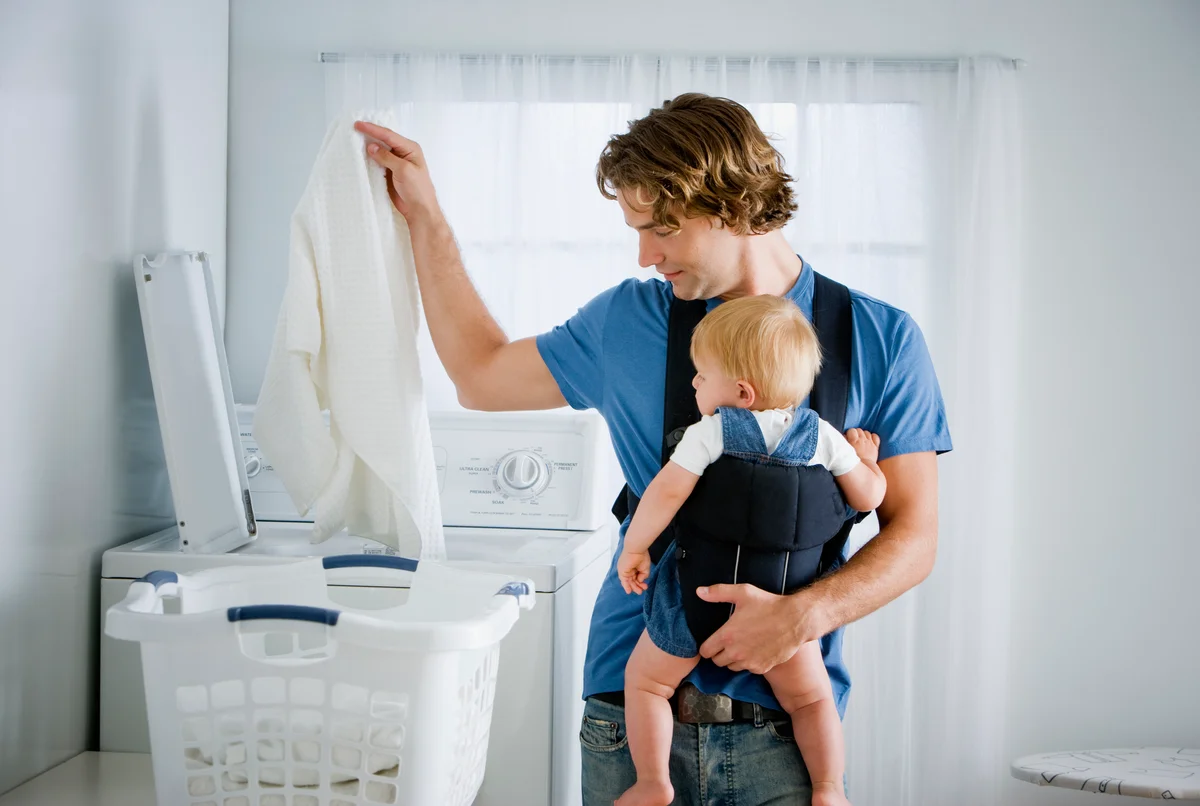 Single dad does laundry