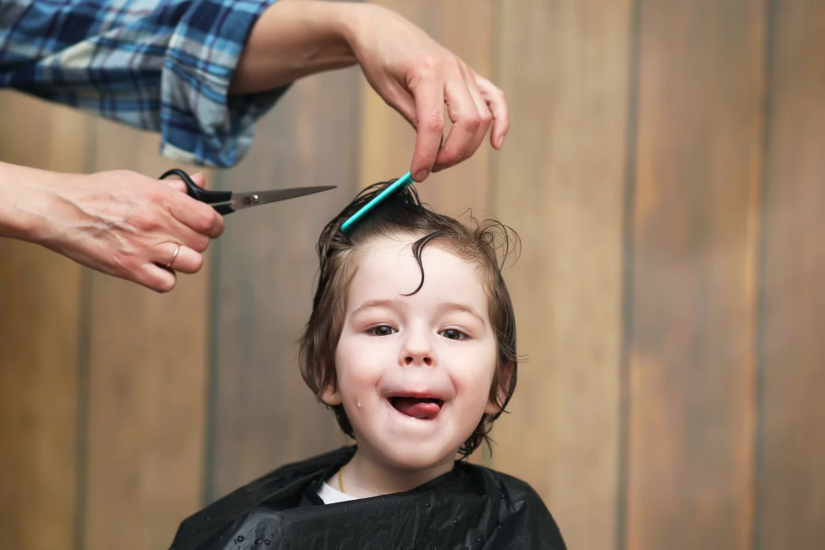 Baby boy at hair salon