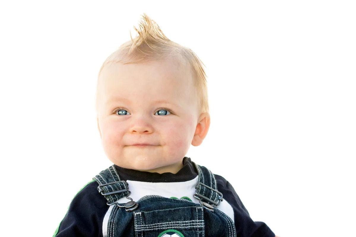 Cute baby with a faux hawk
