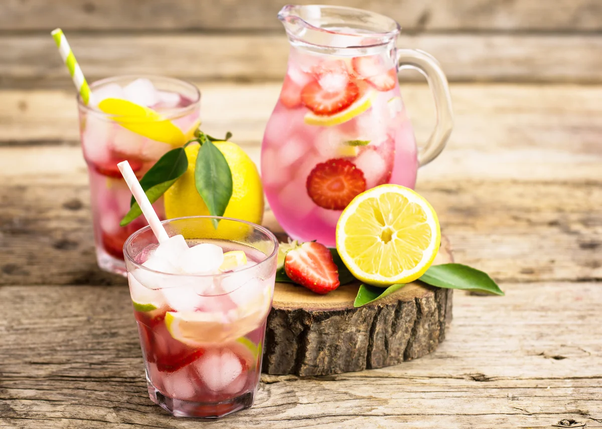 Homemade fresh pink lemonade