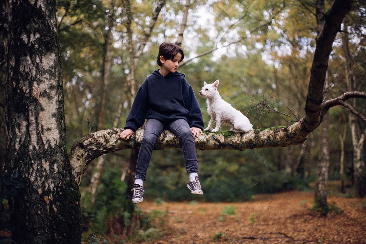 Child on an Autumn Dog Walk