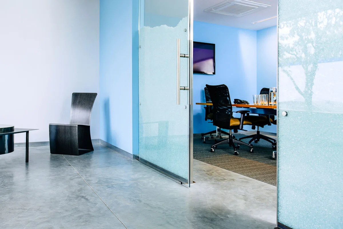 blue office interior