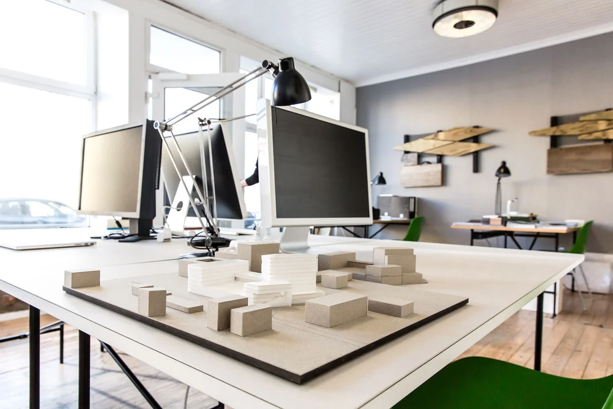 Industrial gray office interior