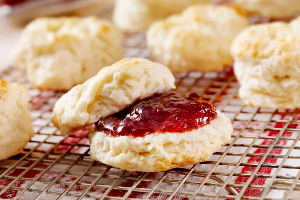 Homemade Buttermilk Biscuits with Strawberry Jam