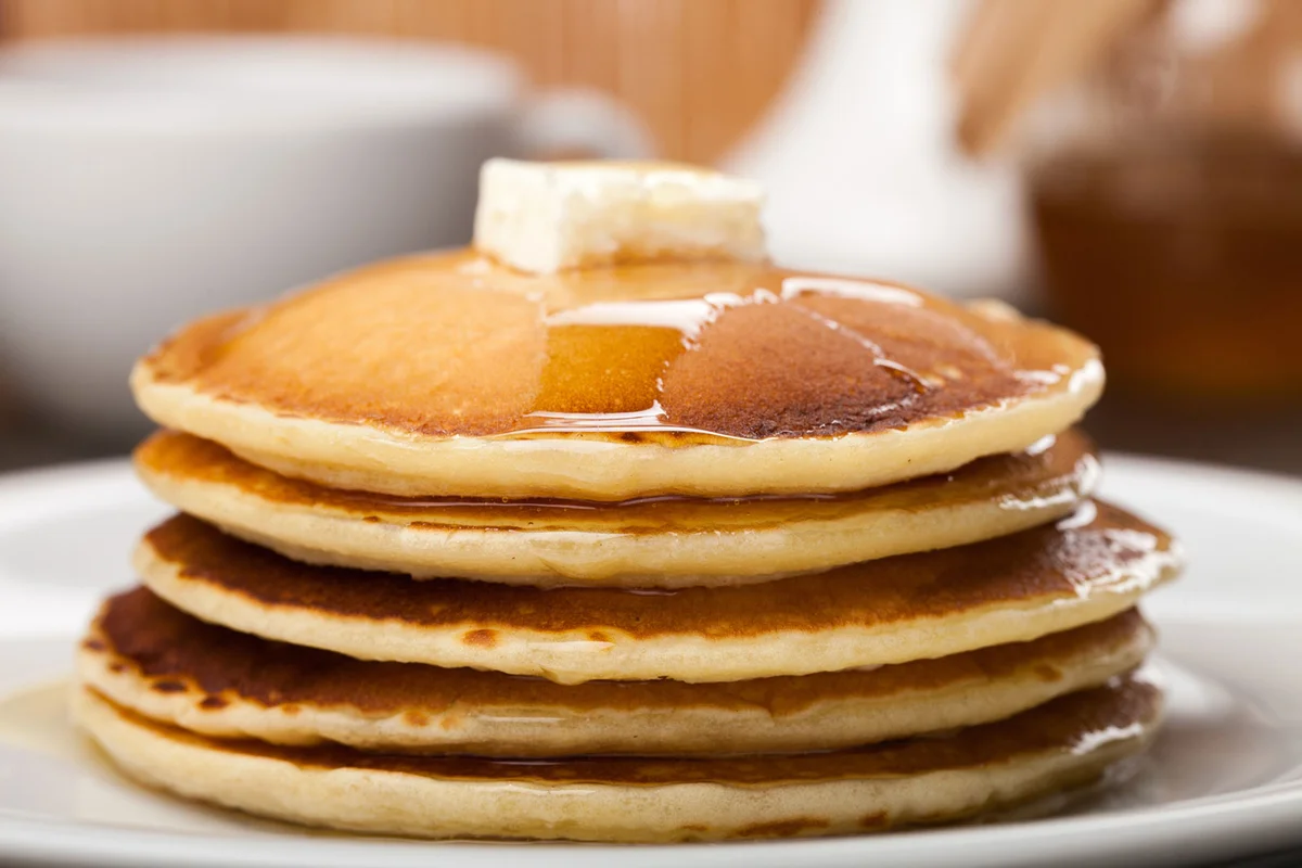 Stack of pancakes on plate