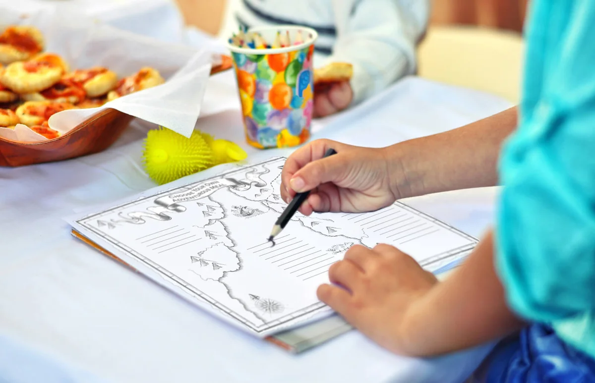 Happy cute child drawing