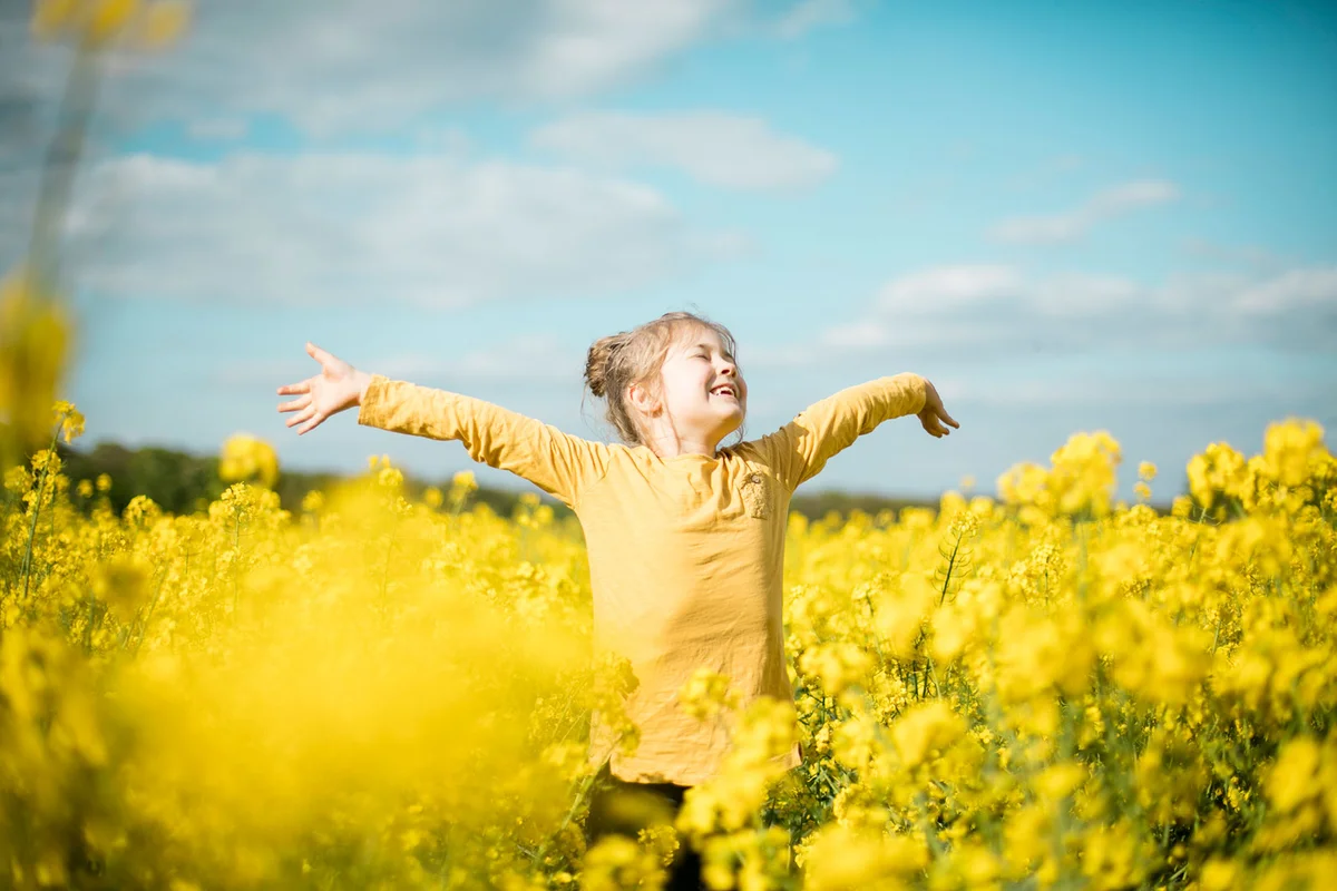 Carefree girl in field