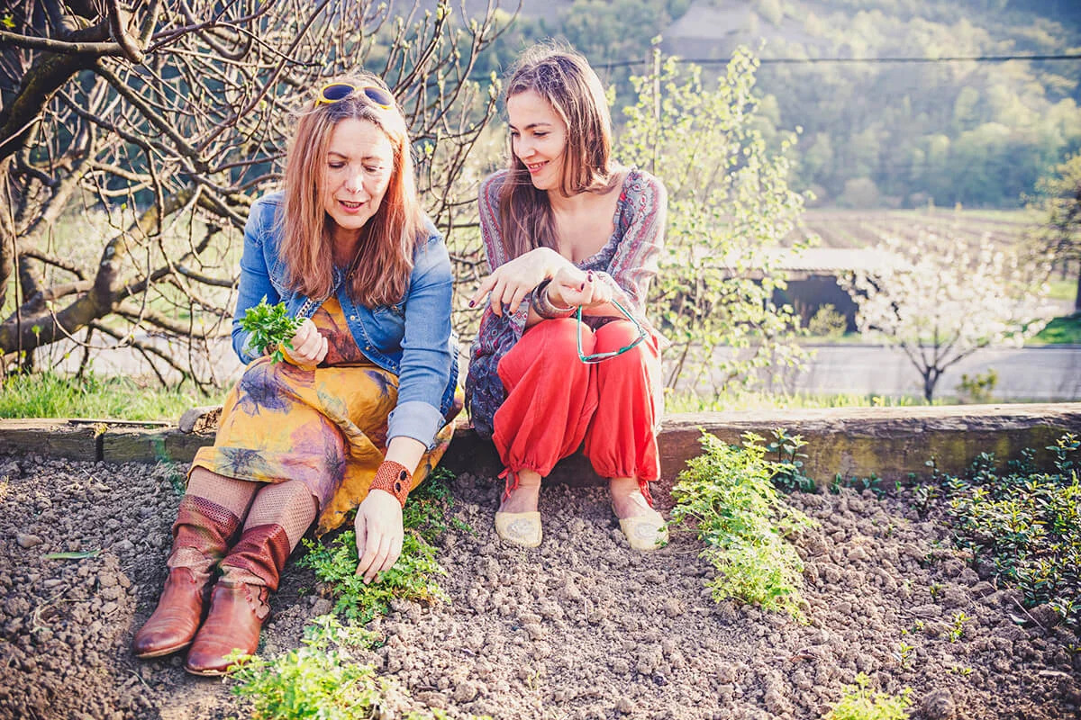 Hippie mother and doughter