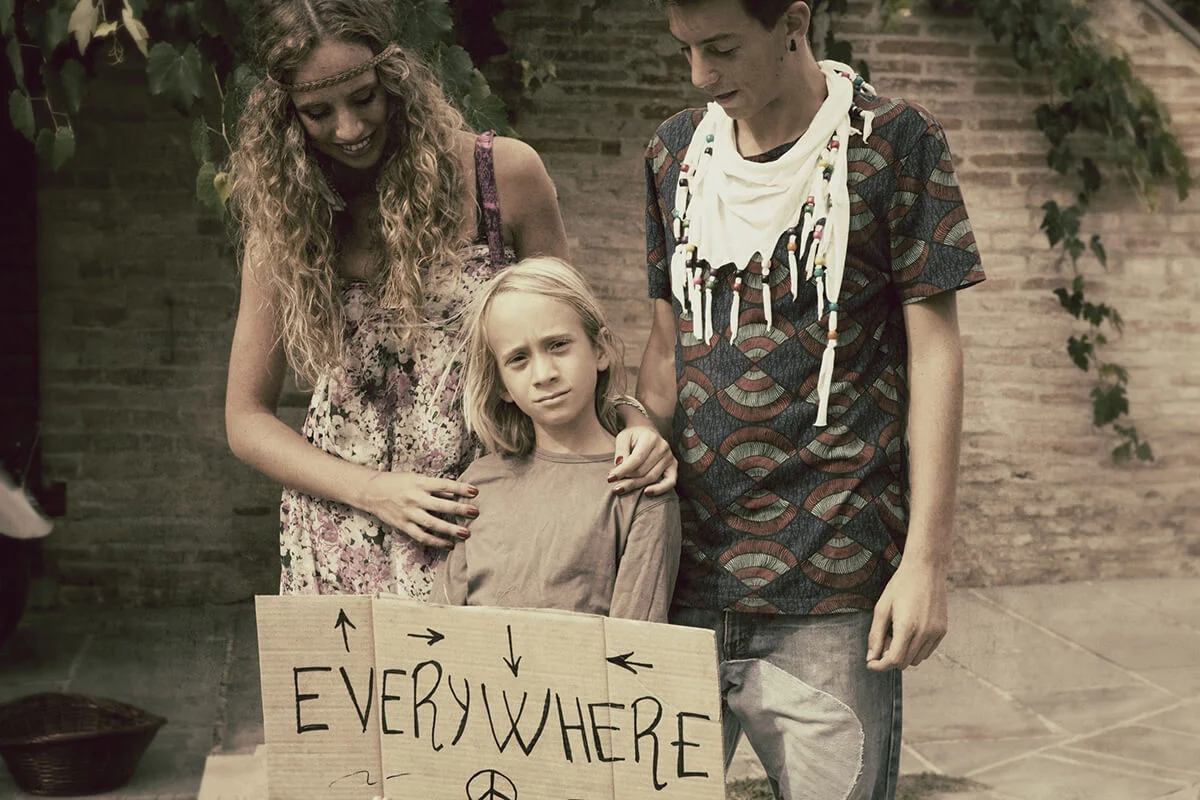 Young Hippie Family