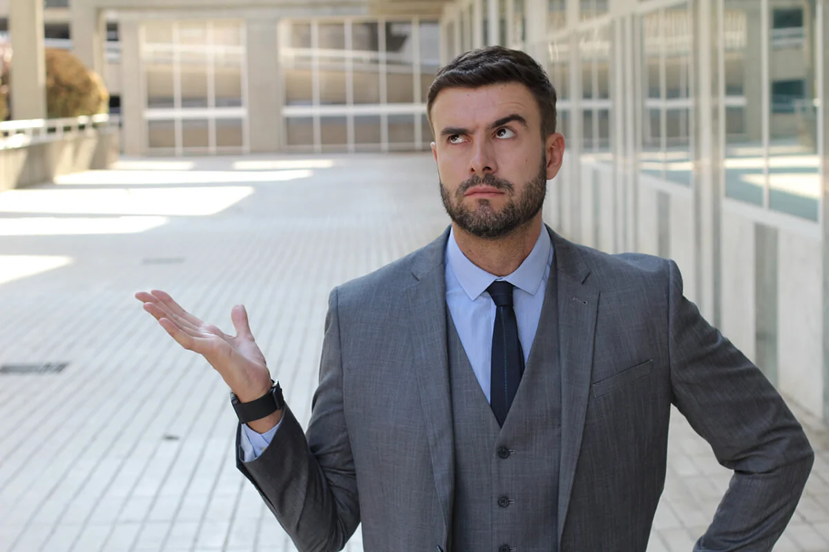 Businessman considering several options