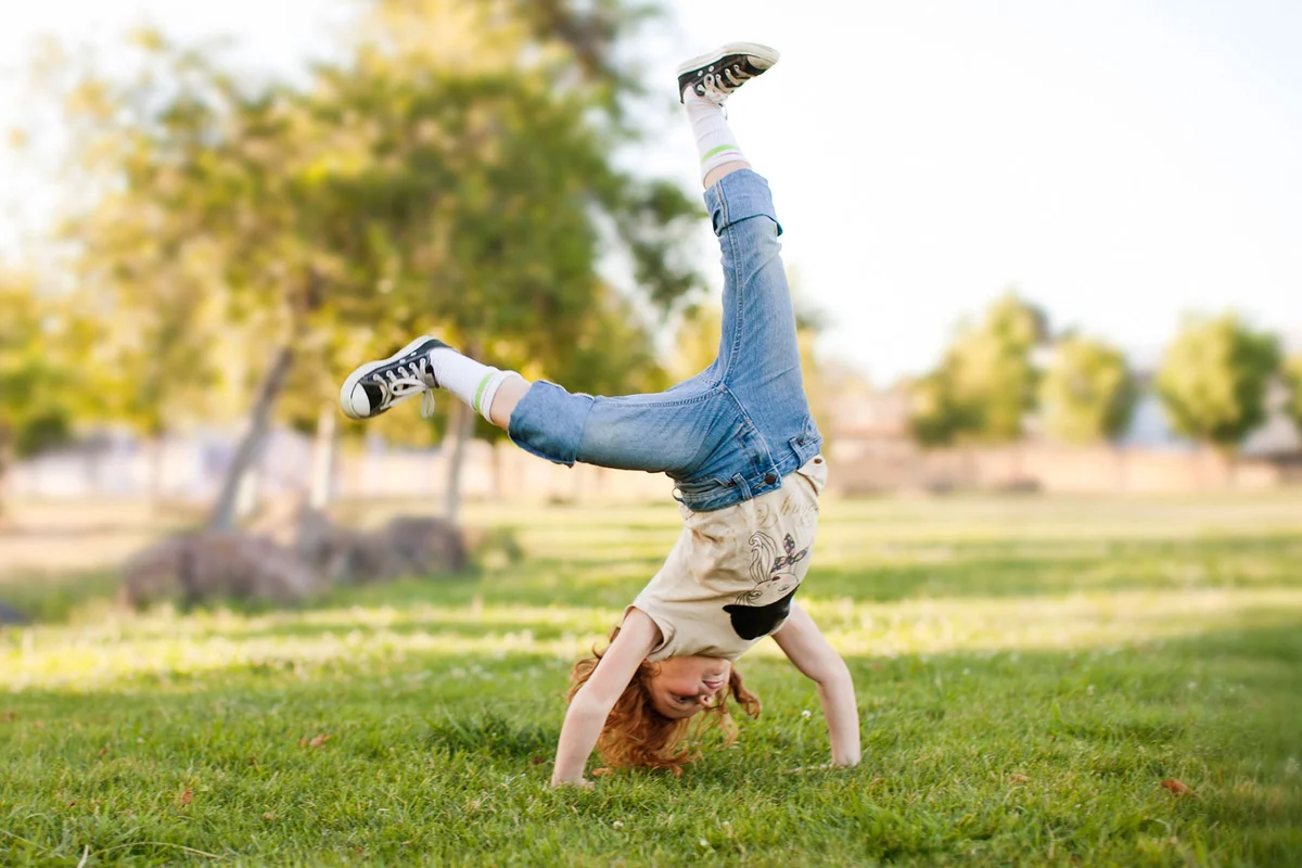 Girl doing cartwheel
