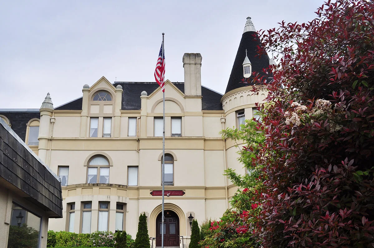 Manresa Castle, Port Townsend, Washington, U.S. Built in 1892 as a residence of Charles and Kate Eisenbeis, now (with extension) a hotel.