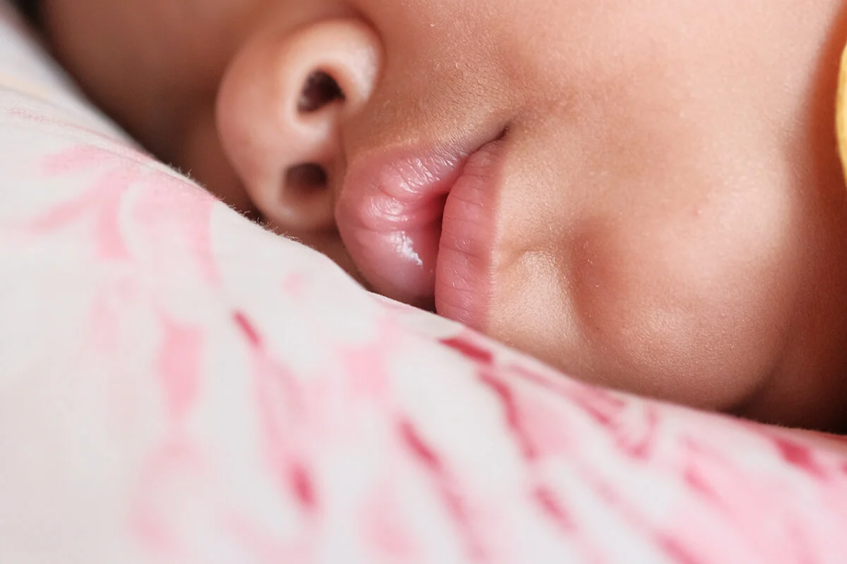 close up of sleeping baby face