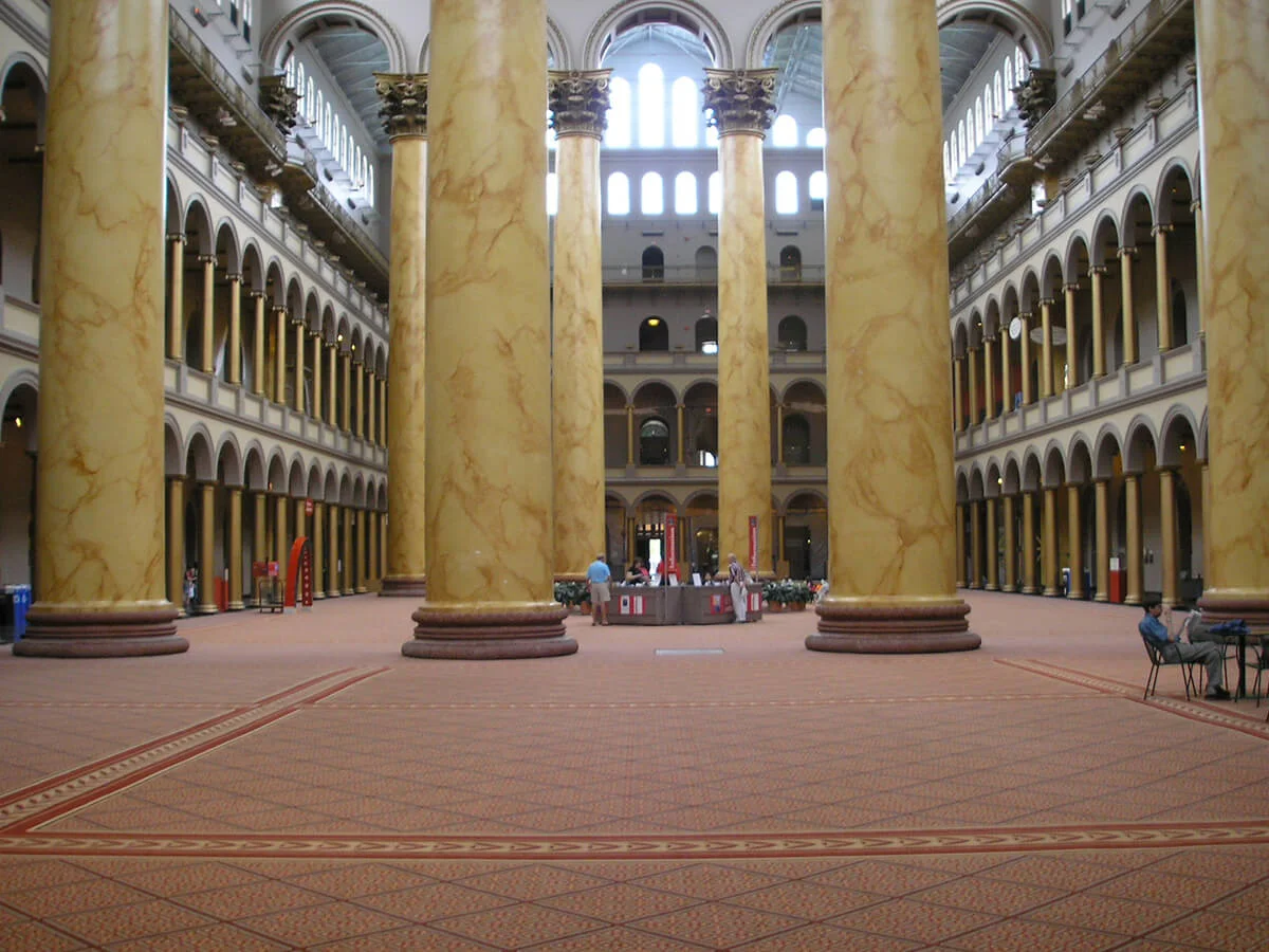 The interior of the National Building Museum in Washington, D.C.