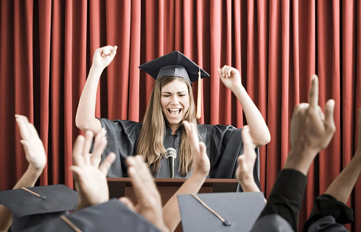 Graduate giving speech