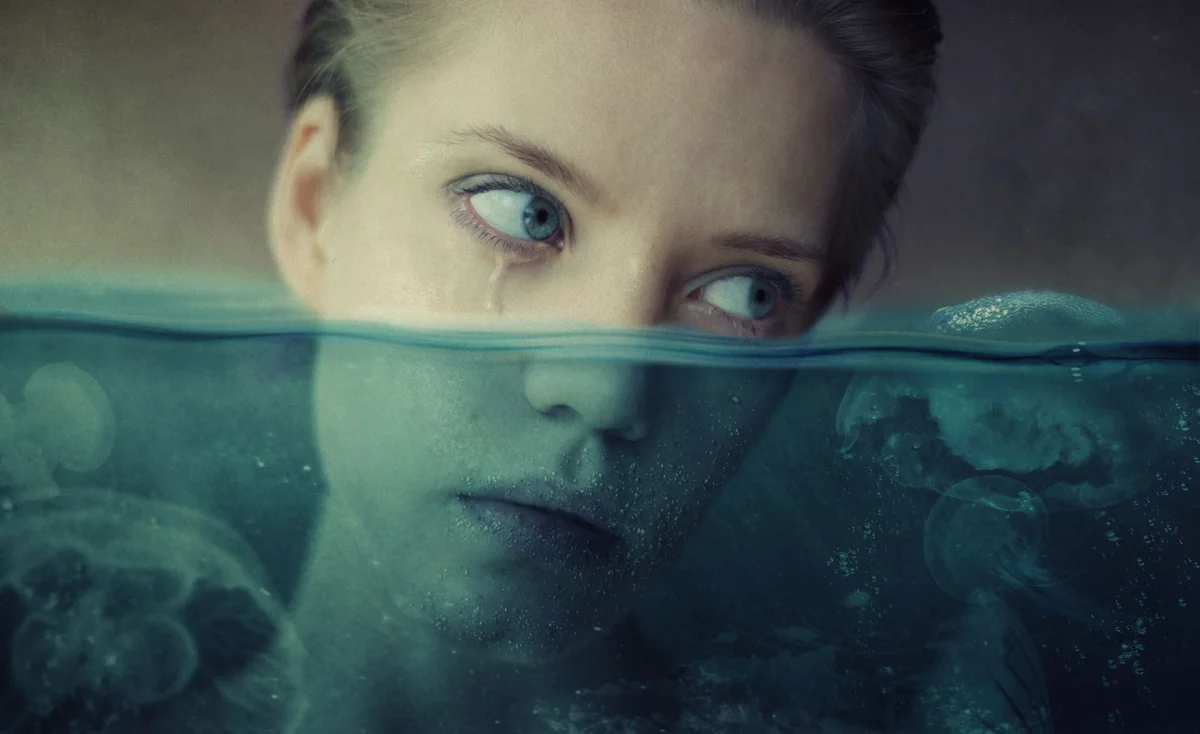 Girl in sea of tears