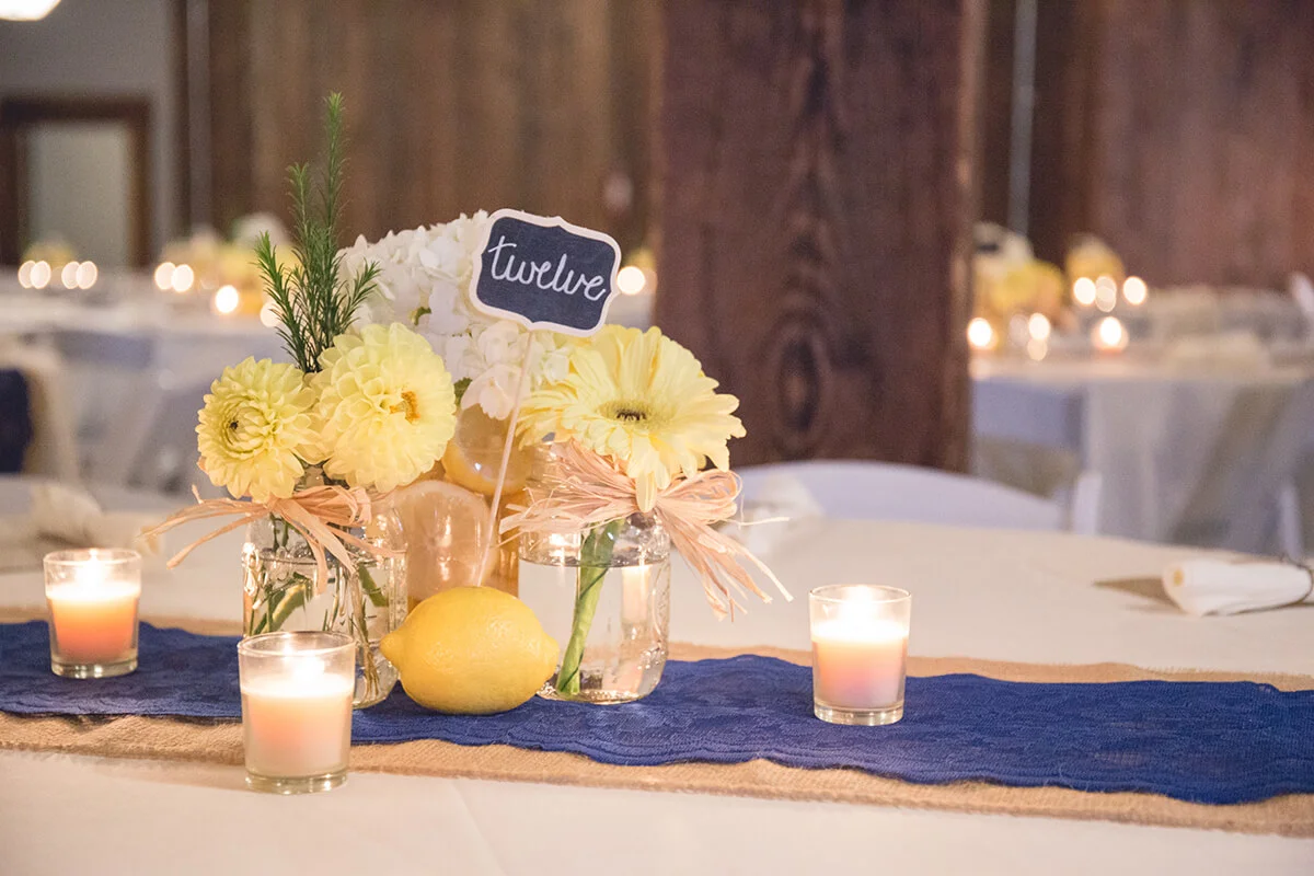 Blue and Yellow Burlap Decorations