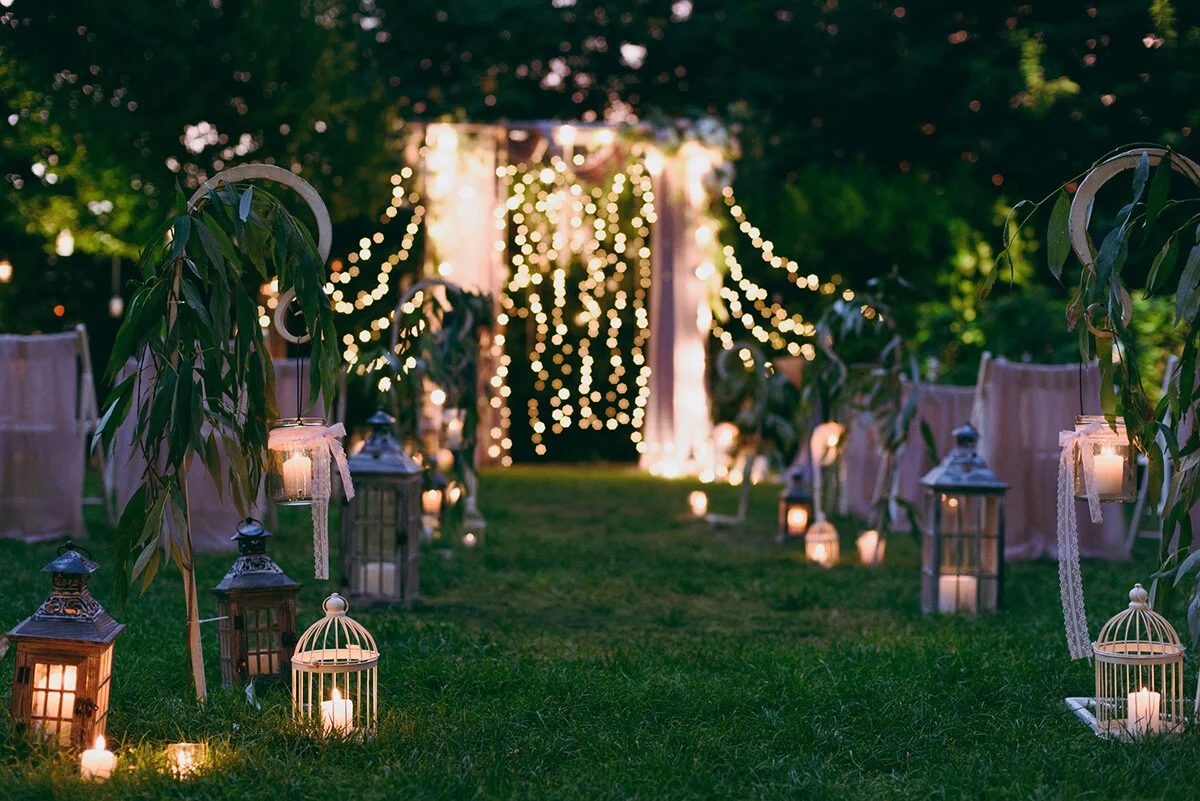 Lighted Ceremony Arch and Aisle