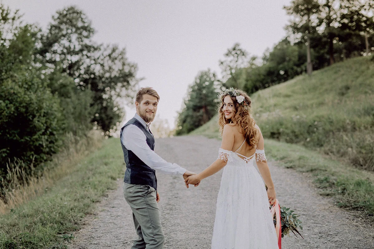 BBQ Wedding Dress and Bridal Party Attire