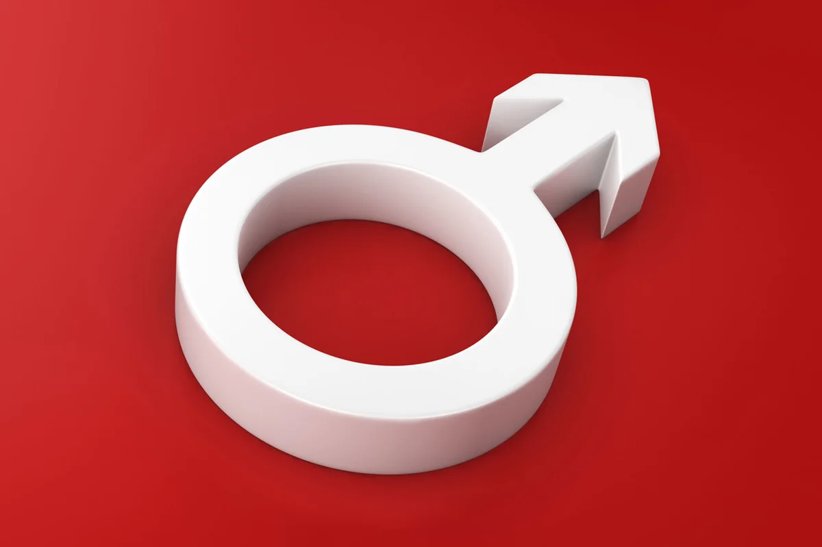Symbol of Mars on red background