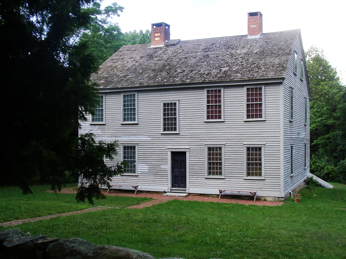 The front of the General Nathanael Greene Homestead in Coventry, Rhode Island.
