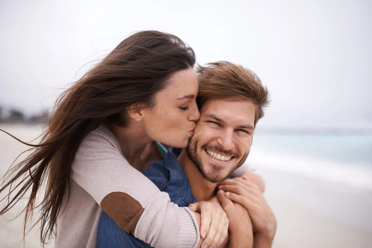 romantic young couple at the beach